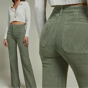 Reformation Alyssa High Rise Wide Leg Green Corduroy Pants Women’s Size 23